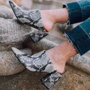 Marc Fisher Vegan Leather Snakeskin Mules Size 7
